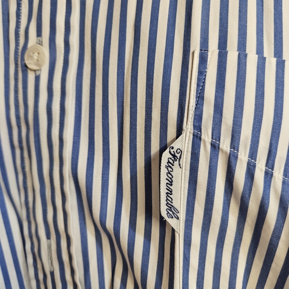 Faconnable Shirt Mens 6/17L Blue Striped Long Sleeve Button Up Casual - Picture 2 of 7